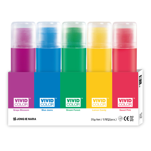 Vivid Color Office Solid Glue Stick 25g, 5 Colors 1 set