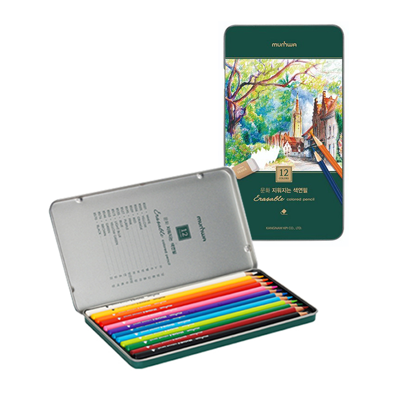 지우개로 지워지는 색연필 12색 틴케이스