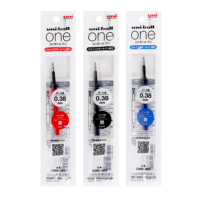 Uni-ball One 0.38mm Refill-0.38mm (UMR-38S), Sets of 10pcs
