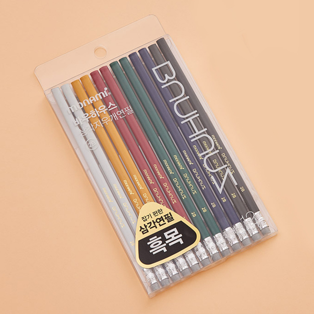 Bauhaus Triangular Eraser Classic Pencil 12 Colors set 