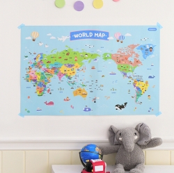 CHILDREN'S WORLD MAP BY CONTINENT (STICKER+POSTER)