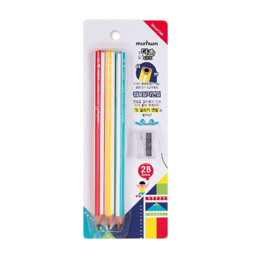 Deojon Kids Jumbo Triangle Pencil(2B) 3 pieces Set, 6Count 