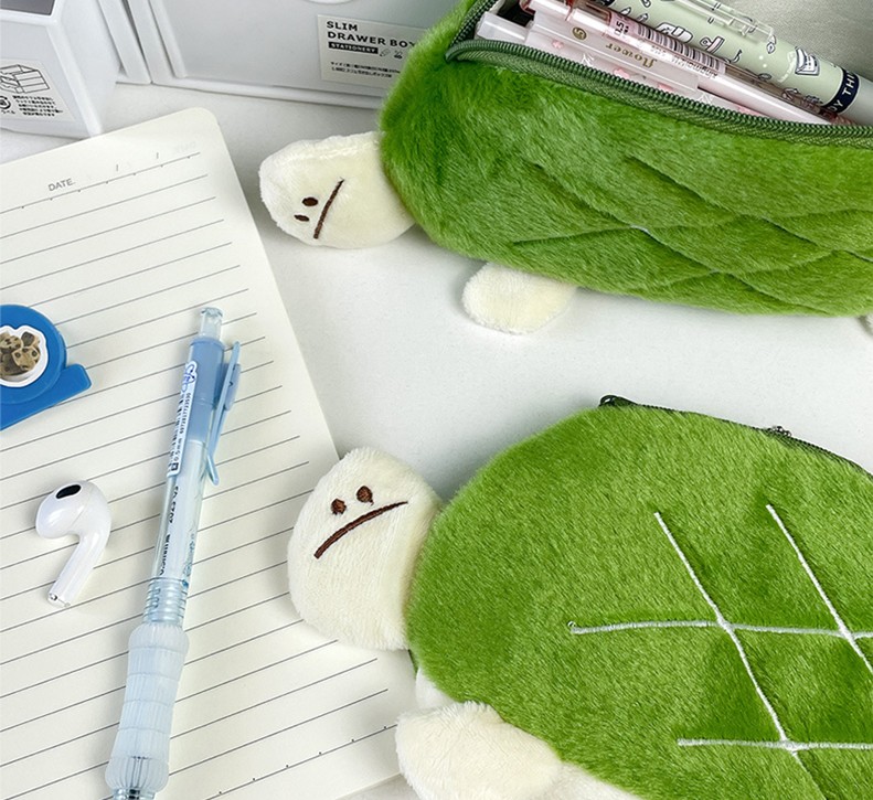 Lying Green Turtle Pencil Case Pouch