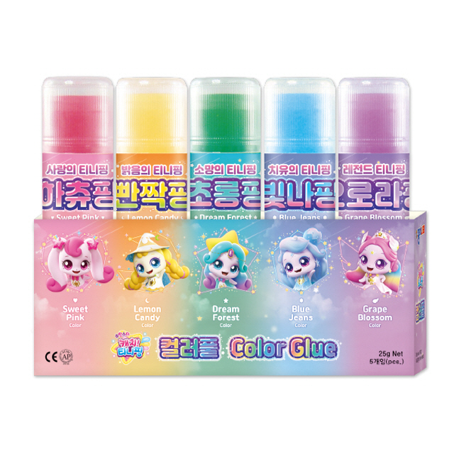 Catch! Teenieping Color Solid Glue Stick 25g 5pcs