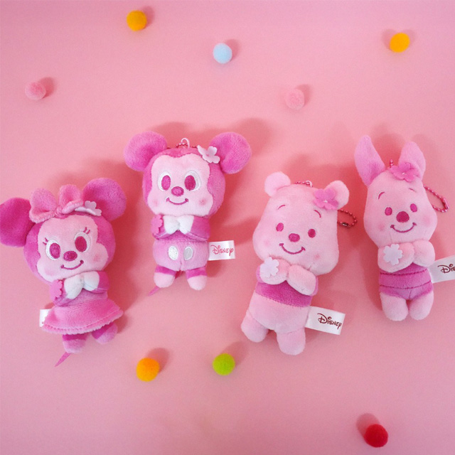 디즈니 핑크 플라워 미니 키체인