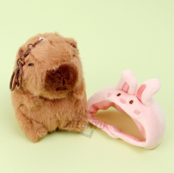 Neck Hooded Big Capybara Plush Keyring, Random 