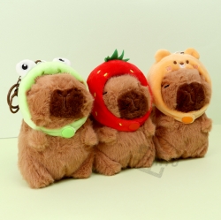 Neck Hooded Big Capybara Plush Keyring, Random 