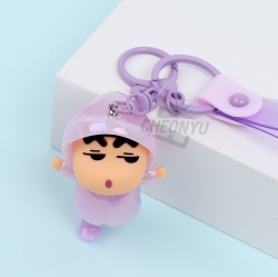 Crayon Pastel Raincoat Figure Keyring