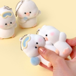 Soft Fluffy Duck Squishy Keyring, Random